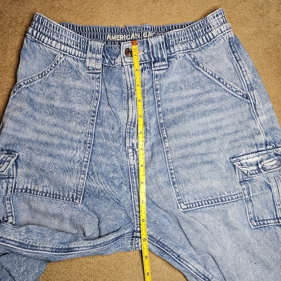 American Eagle Highest Rise Baggy Straight Denim Cargo Jeans – Size 0 - Picture 9 of 13